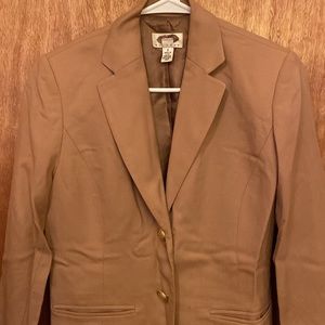 Vintage 90s Talbots petites camel tan blazer with pockets gold buttons